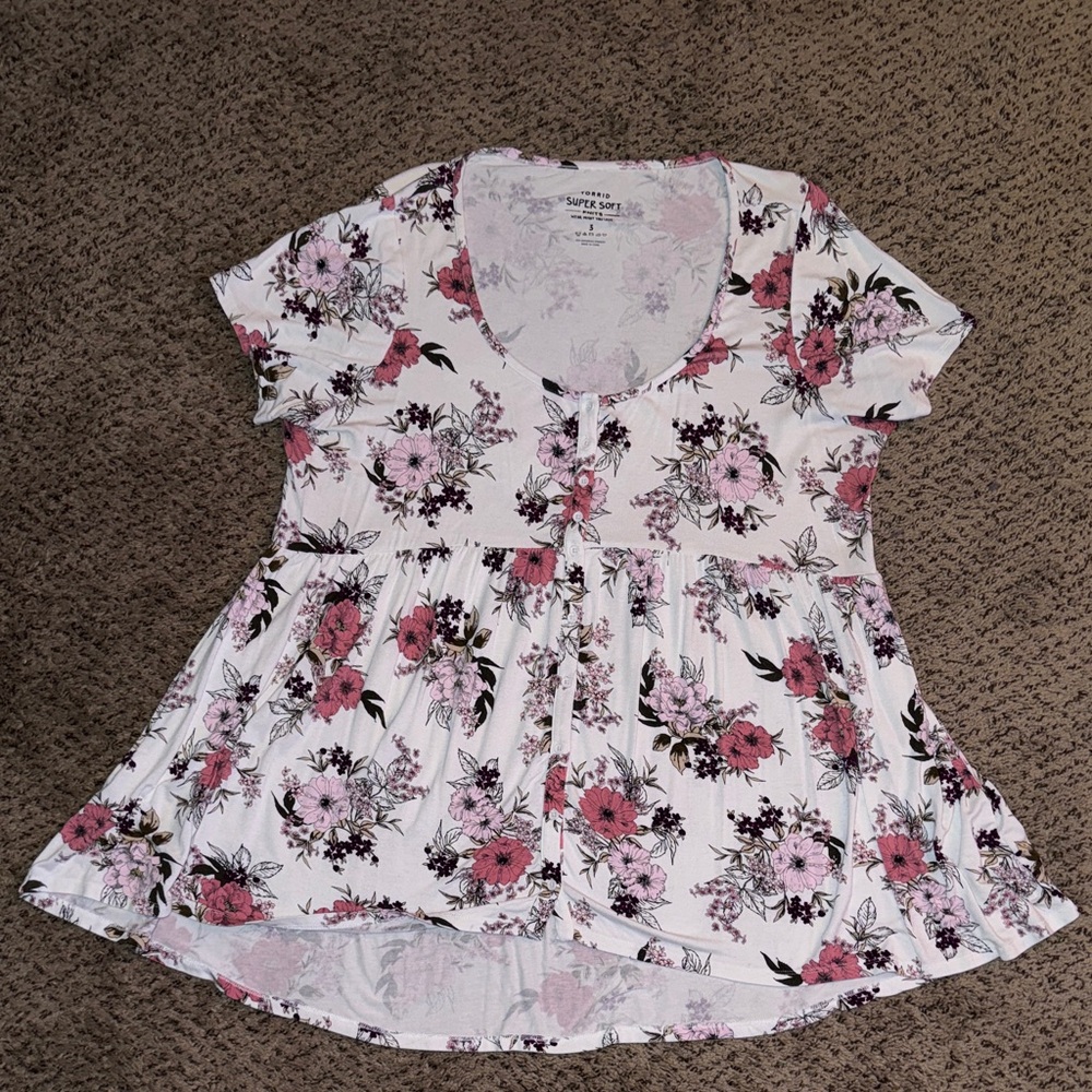 Torrid Super Soft Knit Top with Floral Design